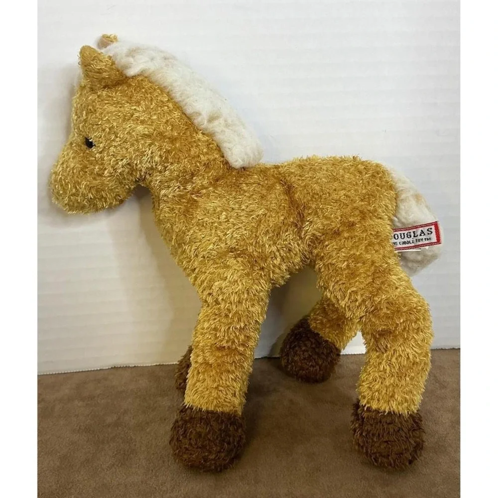 Douglas Cuddle Toys Horse Plush Tan Brown Hooves White Mane 16
